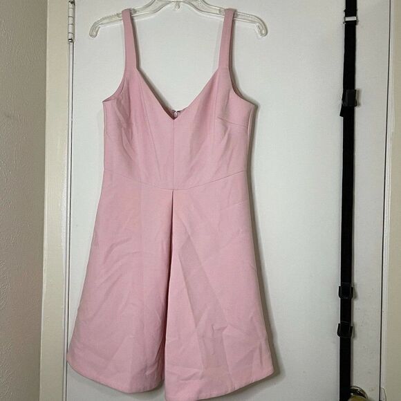 LIKELY pink delancey v neck flare mini dress size US 10 $178 - Picture 3 of 8